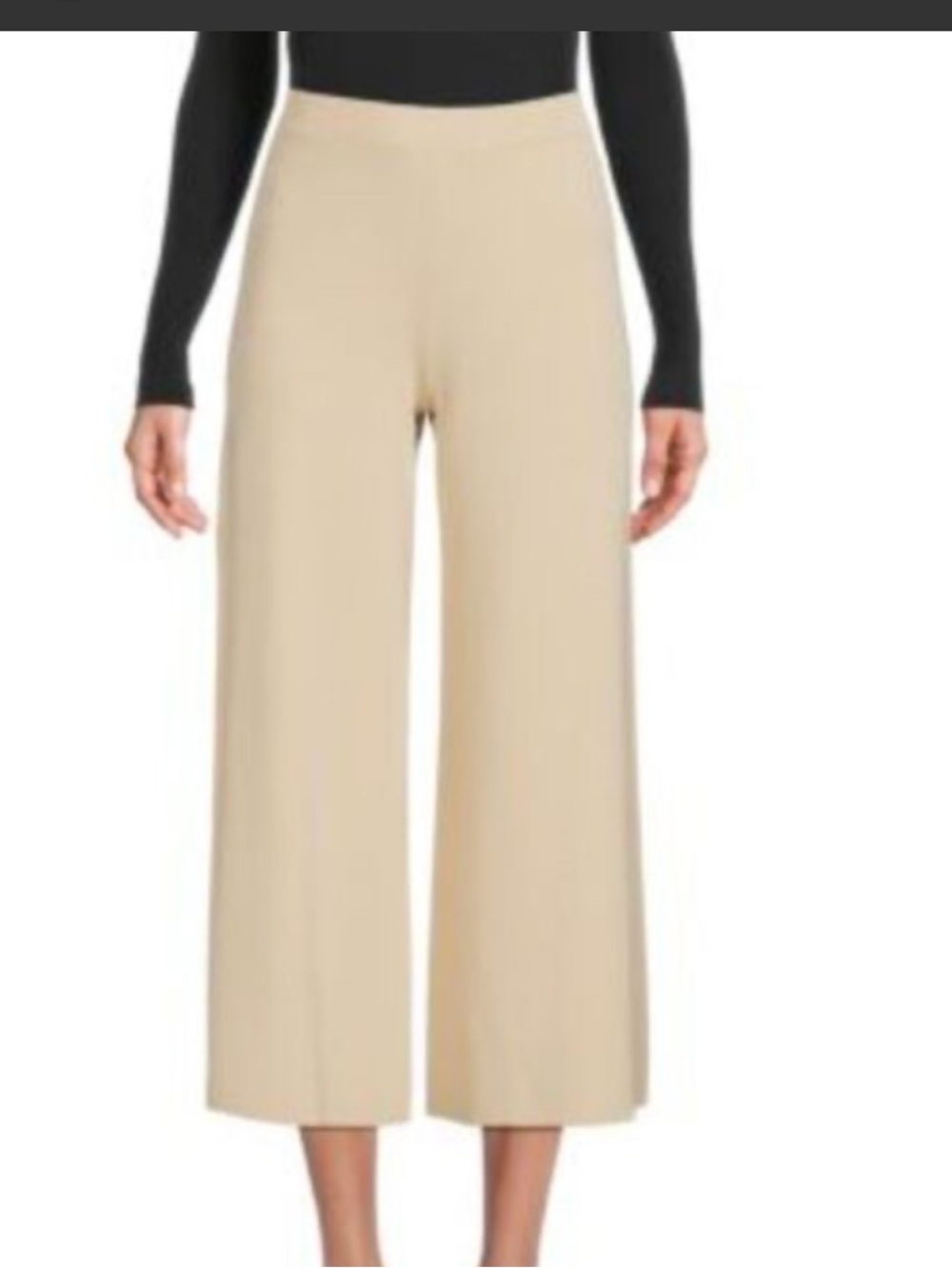 H&M Tan Wide-Leg High Rise Cropped Length Pullon Pants Size  S